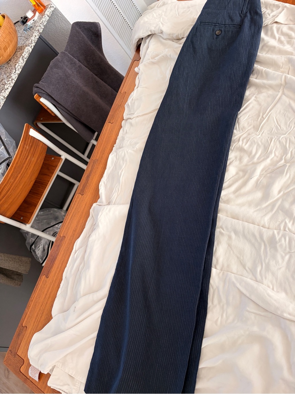 J. Crew Dark Navy Pinstripe Linen/Cotton City Fit Pants